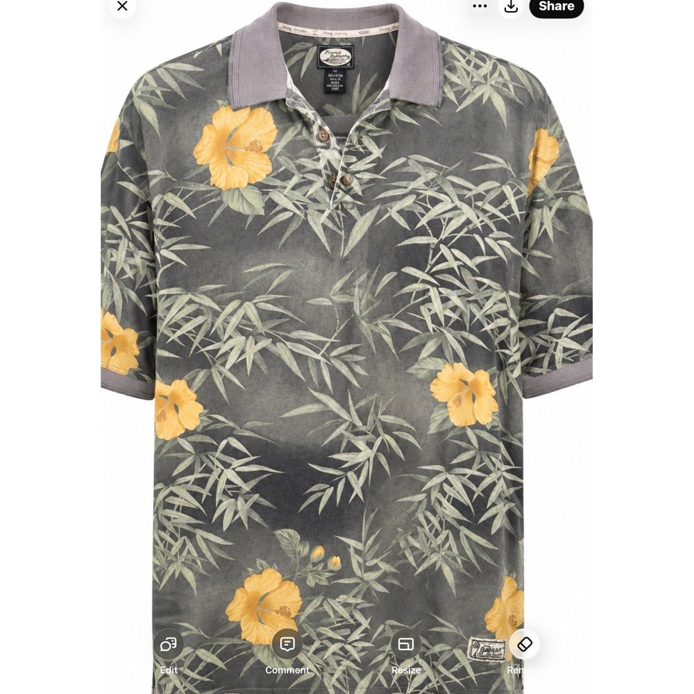 Tommy Bahama XL Relax Mens Floral Print 100% Cotton Polo Shirt Hawaiian - Picture 2 of 5